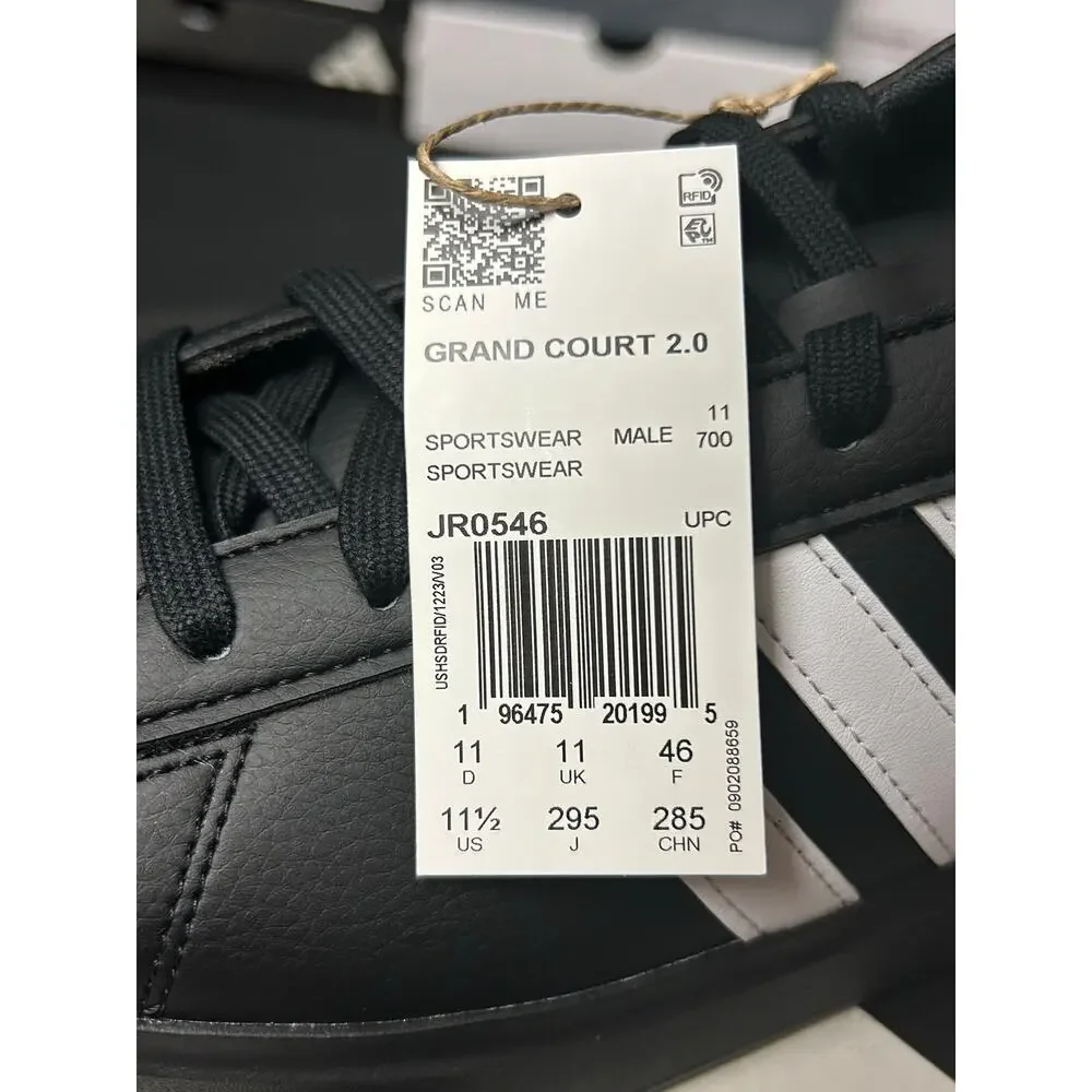 adidas Grand Court 2.0 Black White / $70 Retail! / Size 11.5 / Brand New!!
